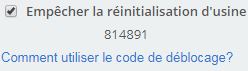 code de deblocage