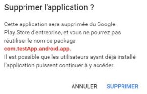 supprimer application privee