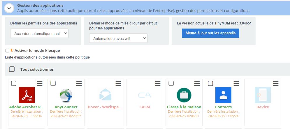 gestion des apps app management