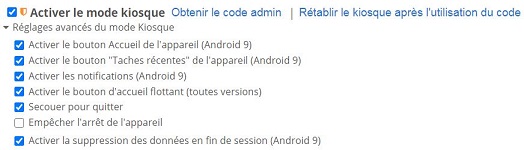 Activer session session en mode kiosque