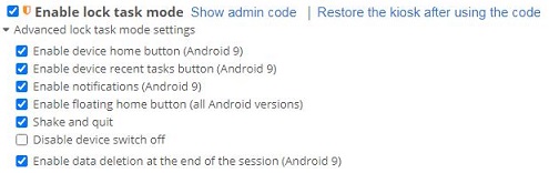 enable delation of data session in kiosk mode