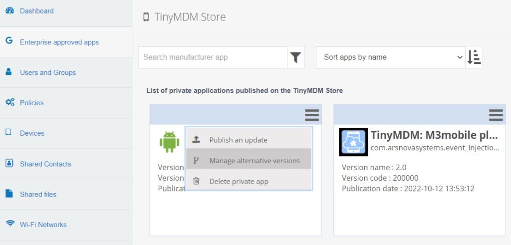 manage different versions of the same application