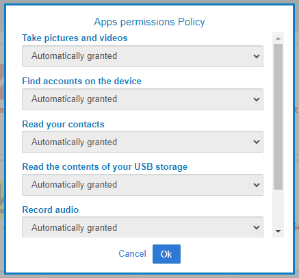 apps permissions policy