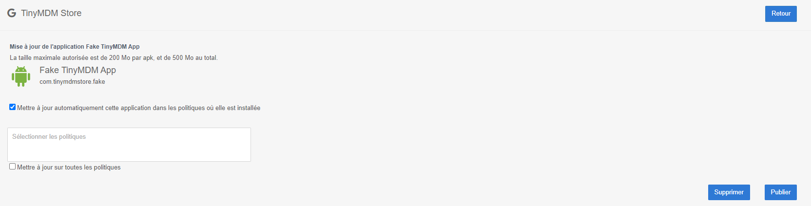 mettre à jour applications privées