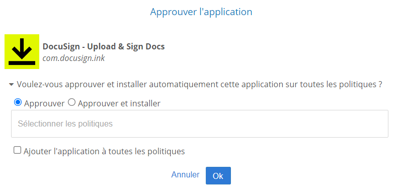 approuver applications gérées par le play store managé