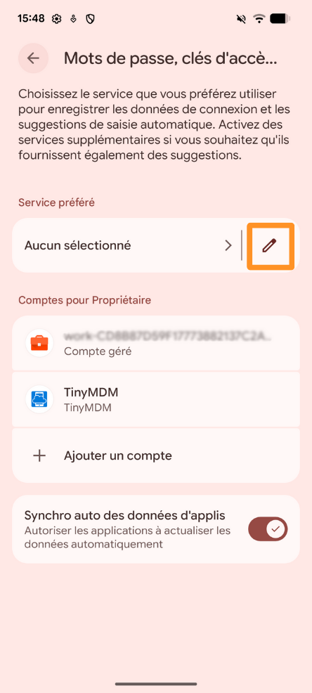 choix du gestionnaire de mot de passe externe