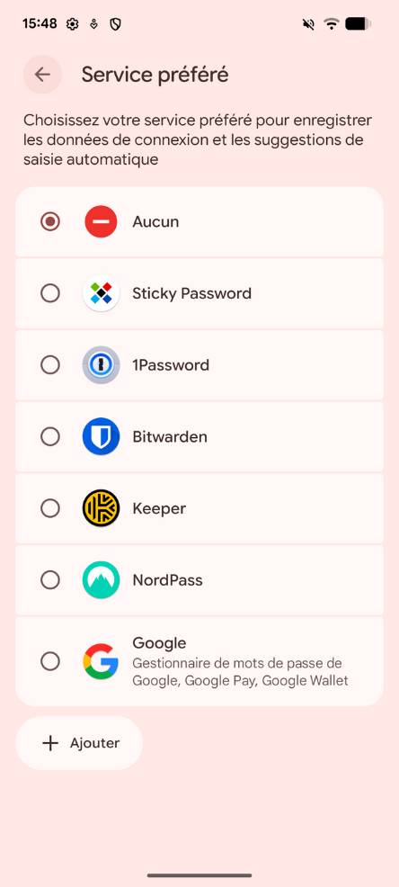 choix du gestionnaire de mot de passe externe