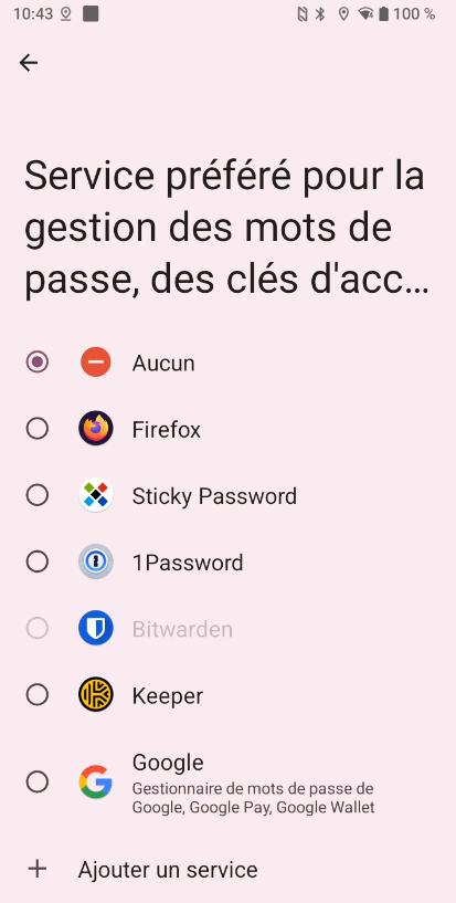 option gestionnaires mots de passe