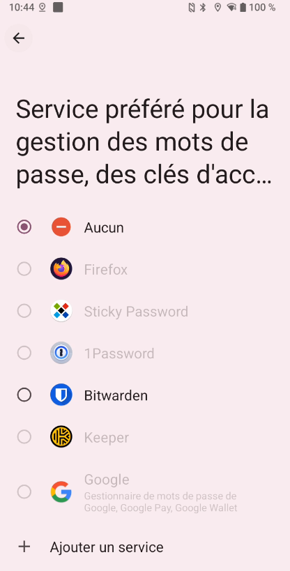 option gestionnaires mots de passe